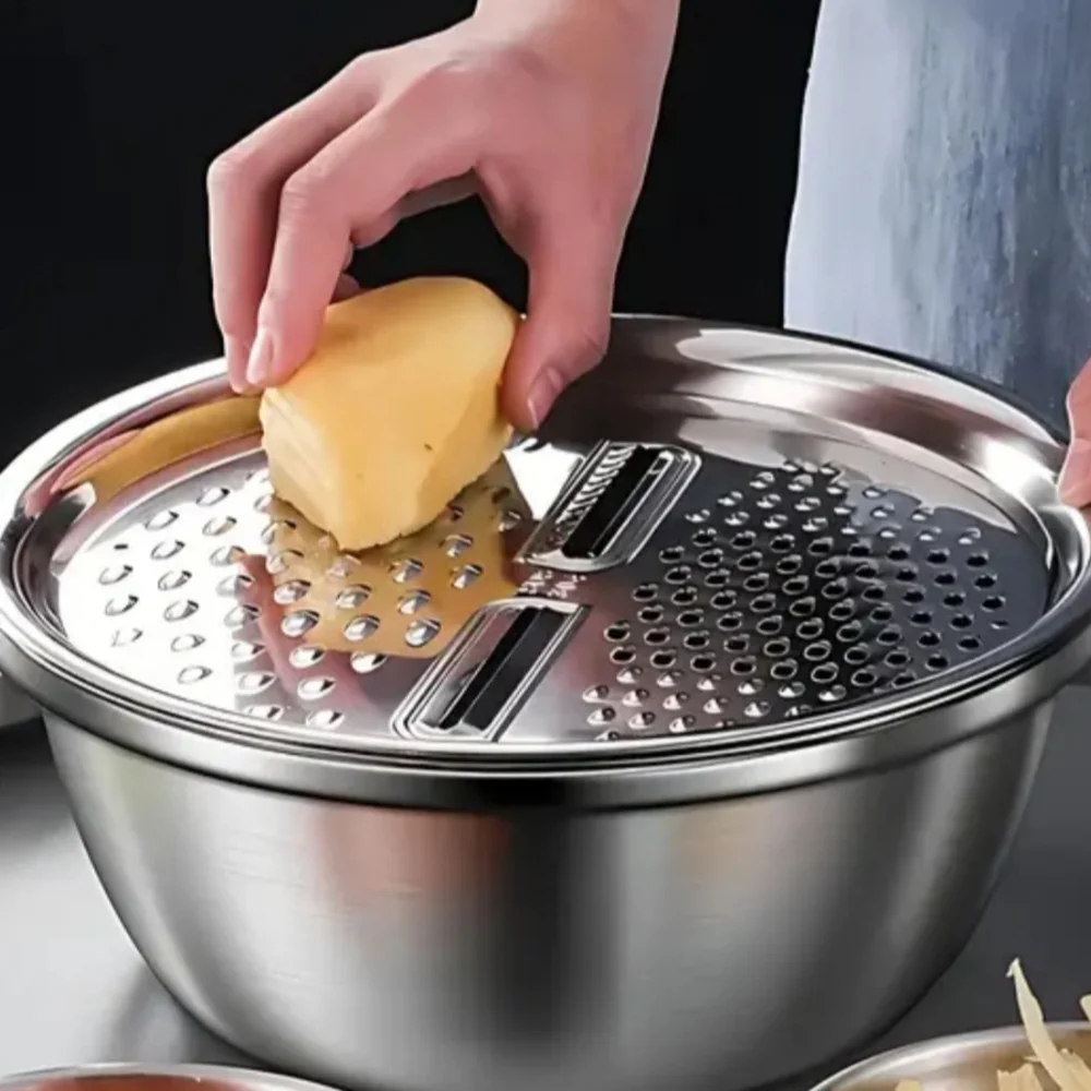 3 In 1 Stainless Steel Kitchen Colander & Grater Set